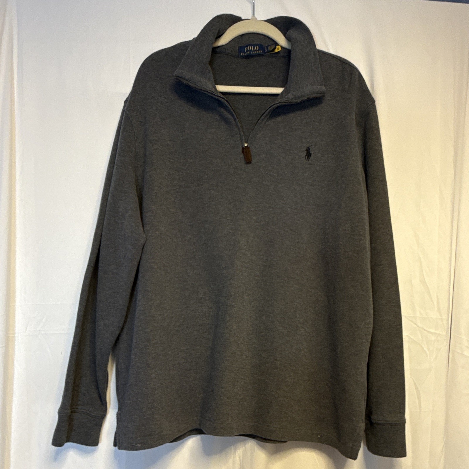 Polo Ralph Lauren Men’s Gray Cotton Knit 1/4 Zip Mock Neck Sweater XL