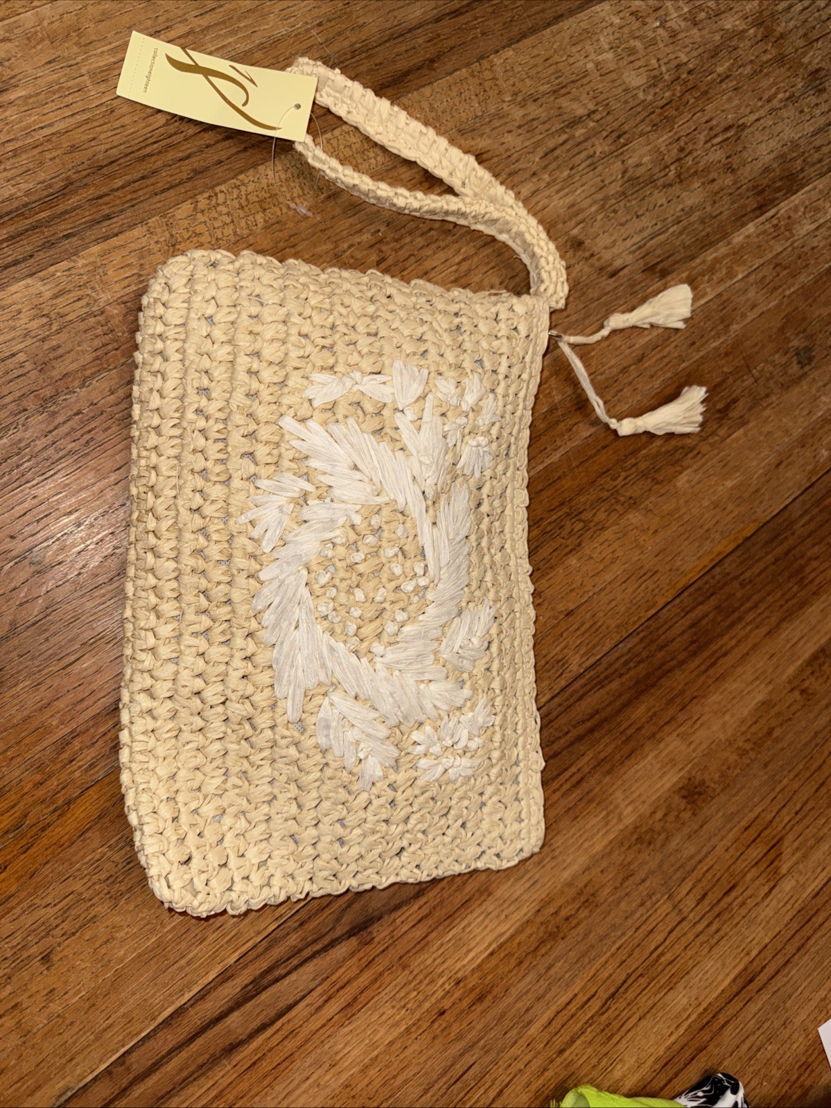 Clutch Straw Bag With Handle Zipper Clothes 12 X 8 X 2 New With Tag