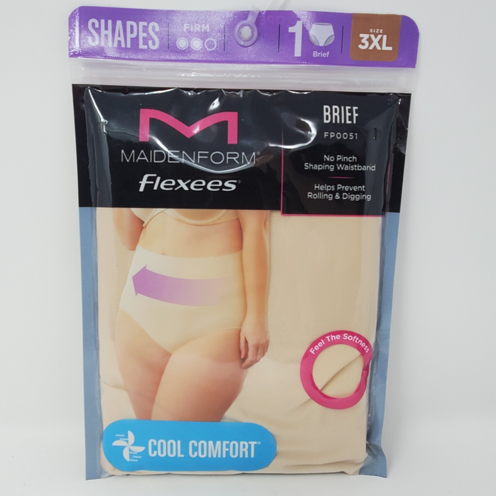3-pack Maidenform Flexees Shapewear Briefs, Tummy Control Beige Size 3XL FP0051