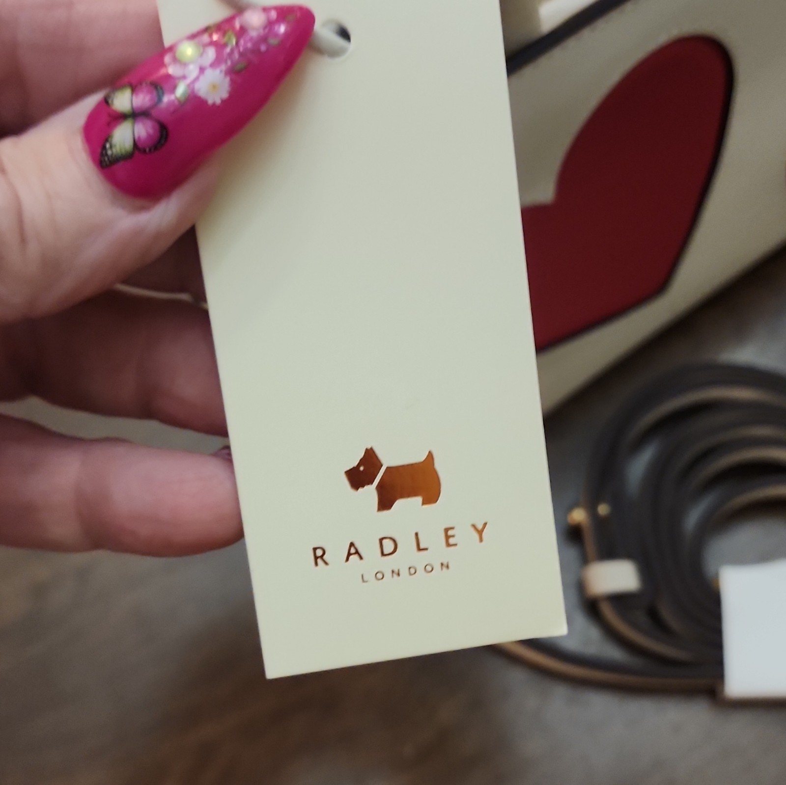 Radley London Valentines Hearts Small Zip Top Grab Satchel White Red Strap