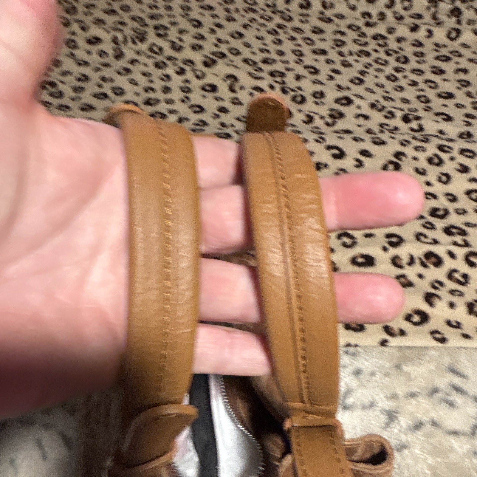 Lilium Firenze Brown Floral Embossed Satchel Top Handle Zip Detachable Strap