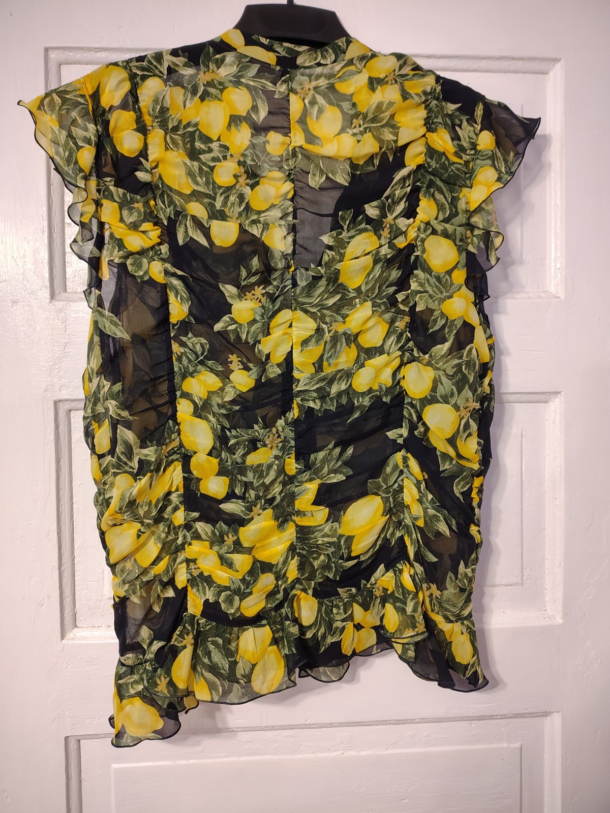 Escada Vintage Lemon Print Blouse Size 42 DE/GER US 10/12
