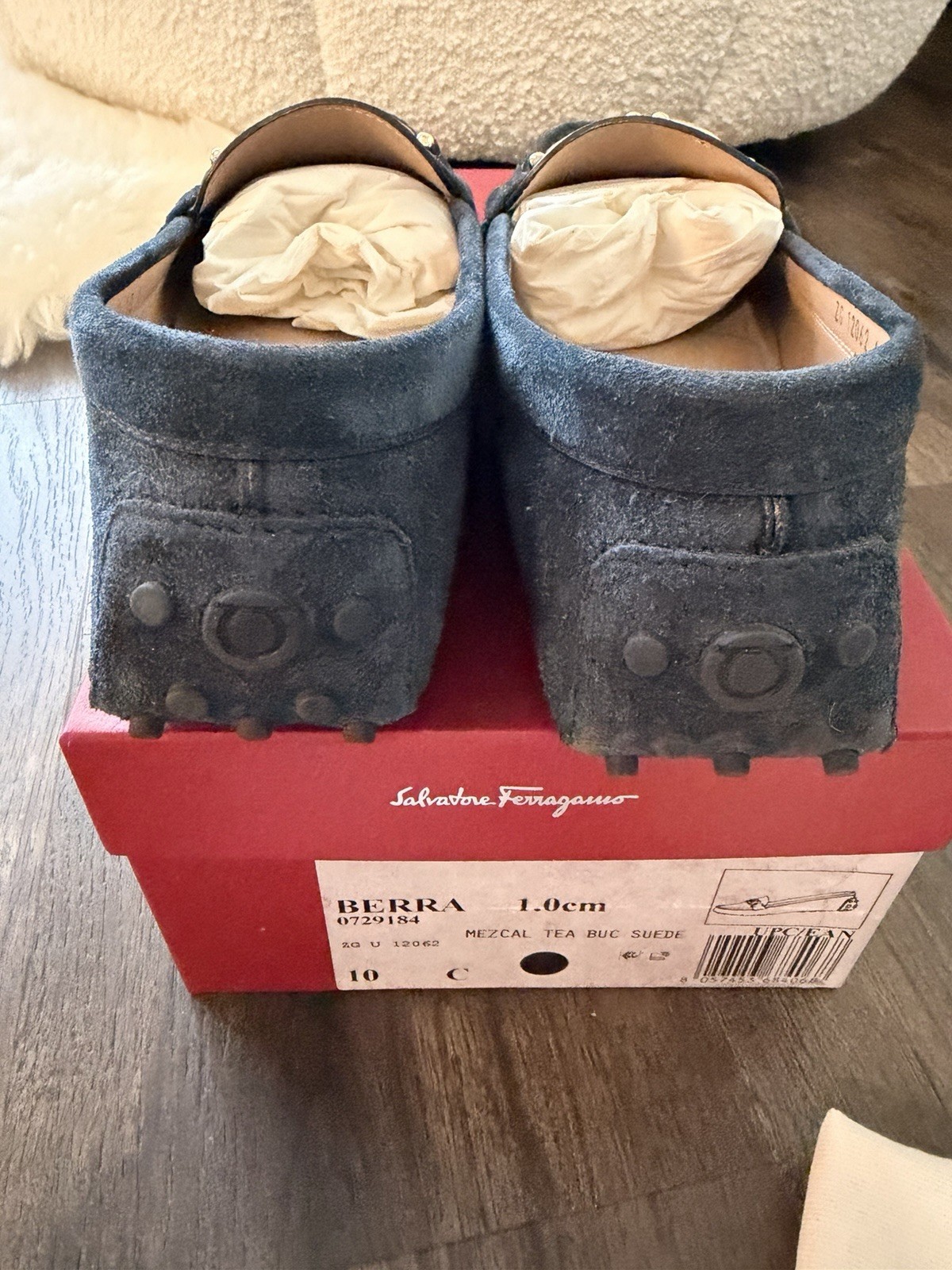 Ferragamo Women Suede Berra Loafers Blue Size 10