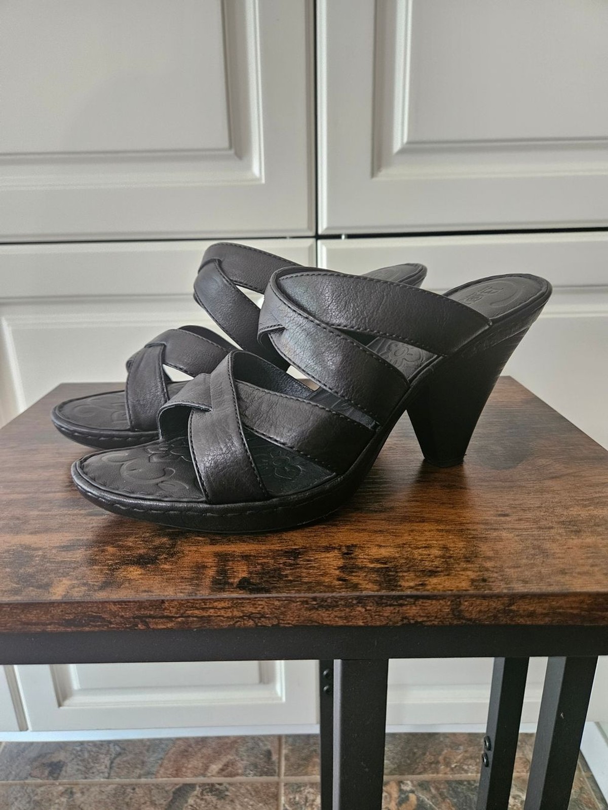Born Black Strappy Leather Heels Sandals Y2k Boho Edgy Corporate Goth Gothlite