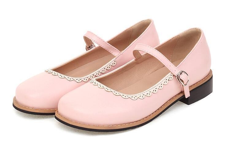 Retro Womens Ankle Strap Mary Jane Flats Faux Leather Dress Casual College Shoes