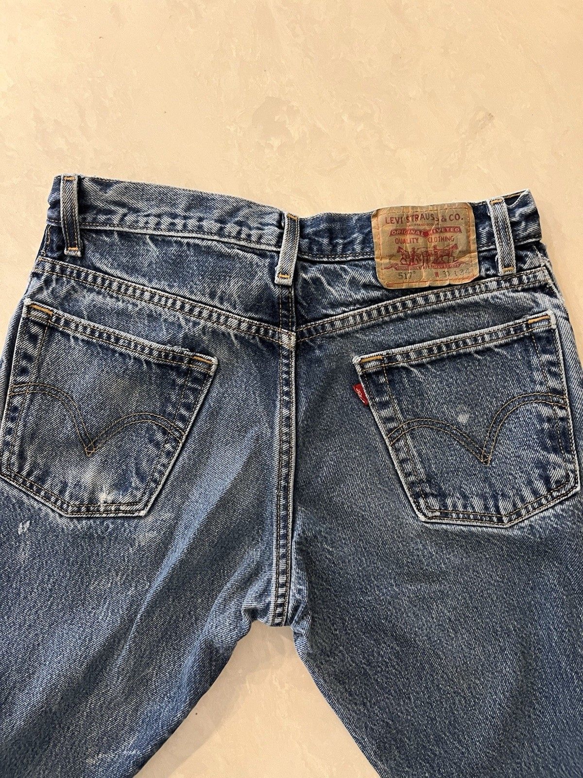 Levi’s Men’s 517 Bootcut Jeans, 31×34, Y2K Distressed/Worked-in, Medium Wash