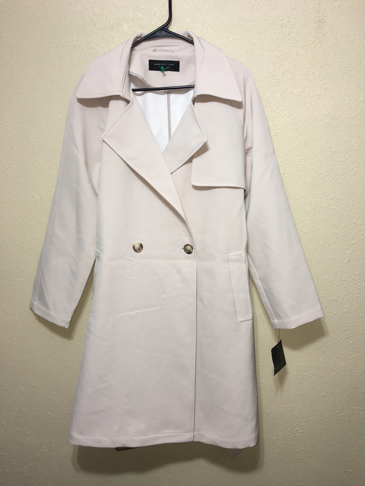 Marc New York Women Trench Coat Light Latte SOFT AND SLICK SZ L NEW