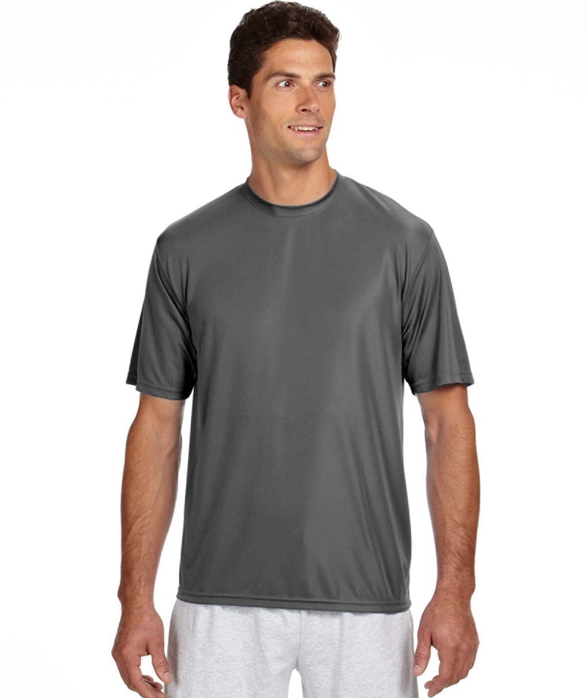 A4 N3142 Mens Short Sleeve Dri-Fit Cooling Performance Shirt Large Graphite New