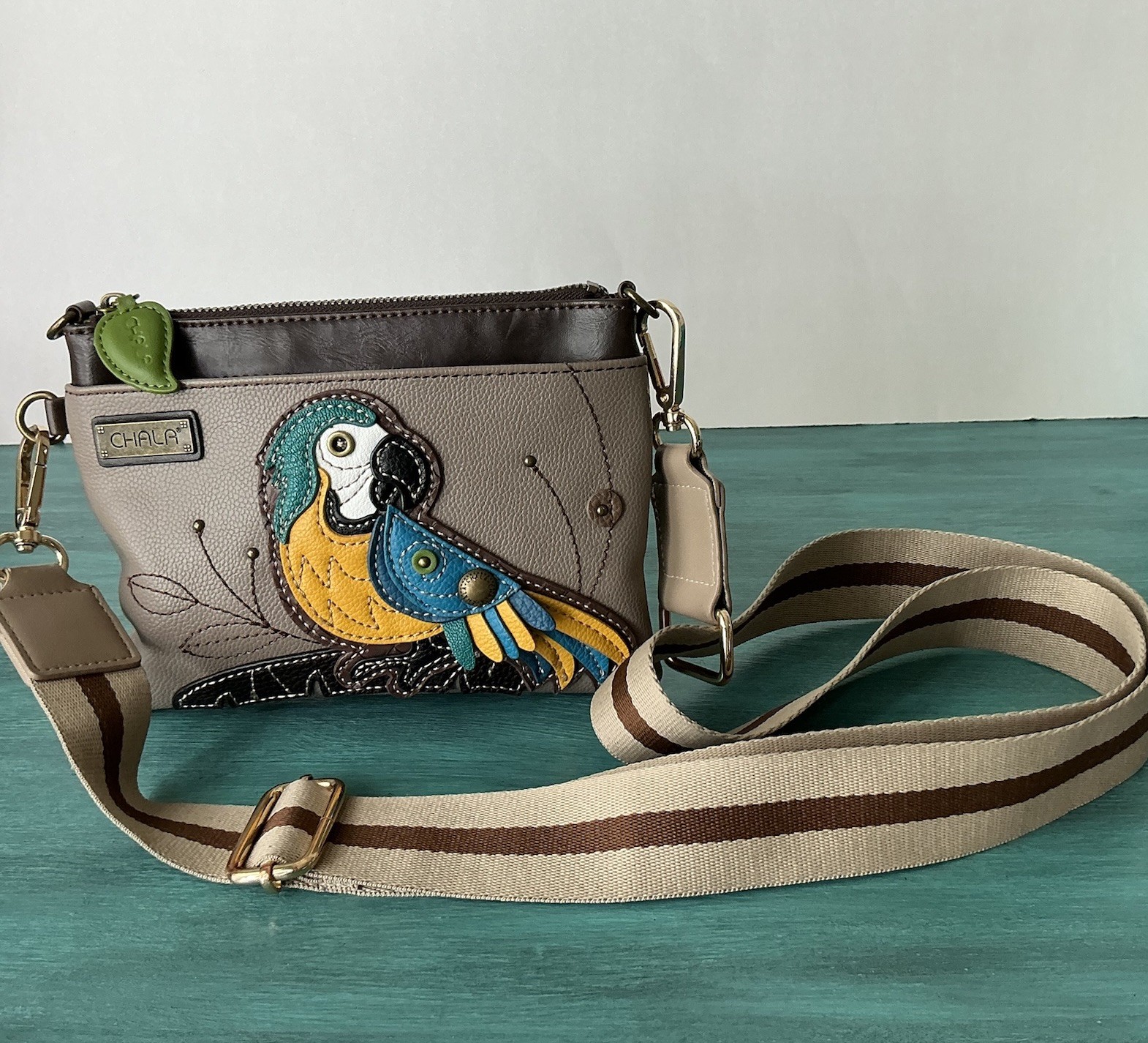 Chala Mini Crossbody Bag Blue Parrot Vibrant Quirky Boho Versatile Travel Resort