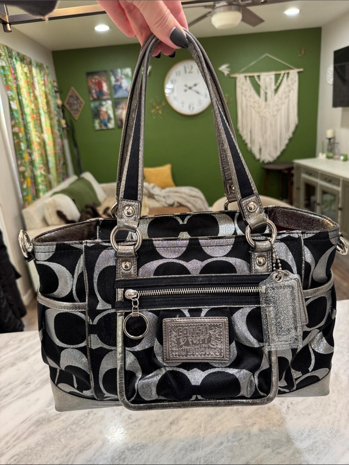 Y2K Vintage Coach Poppy Signature Lurex Tote Bag