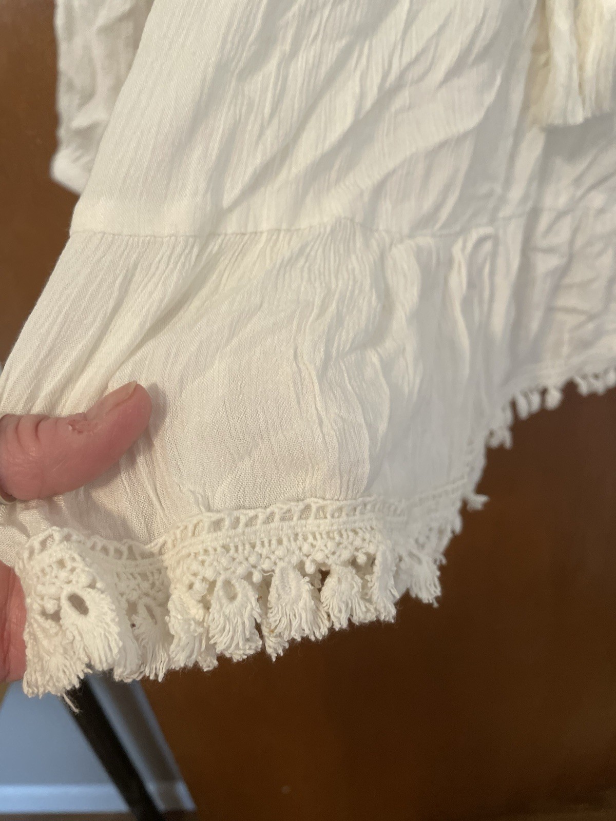 American Rag New With Tags White Boho Top Long Sleeve Lace Size L