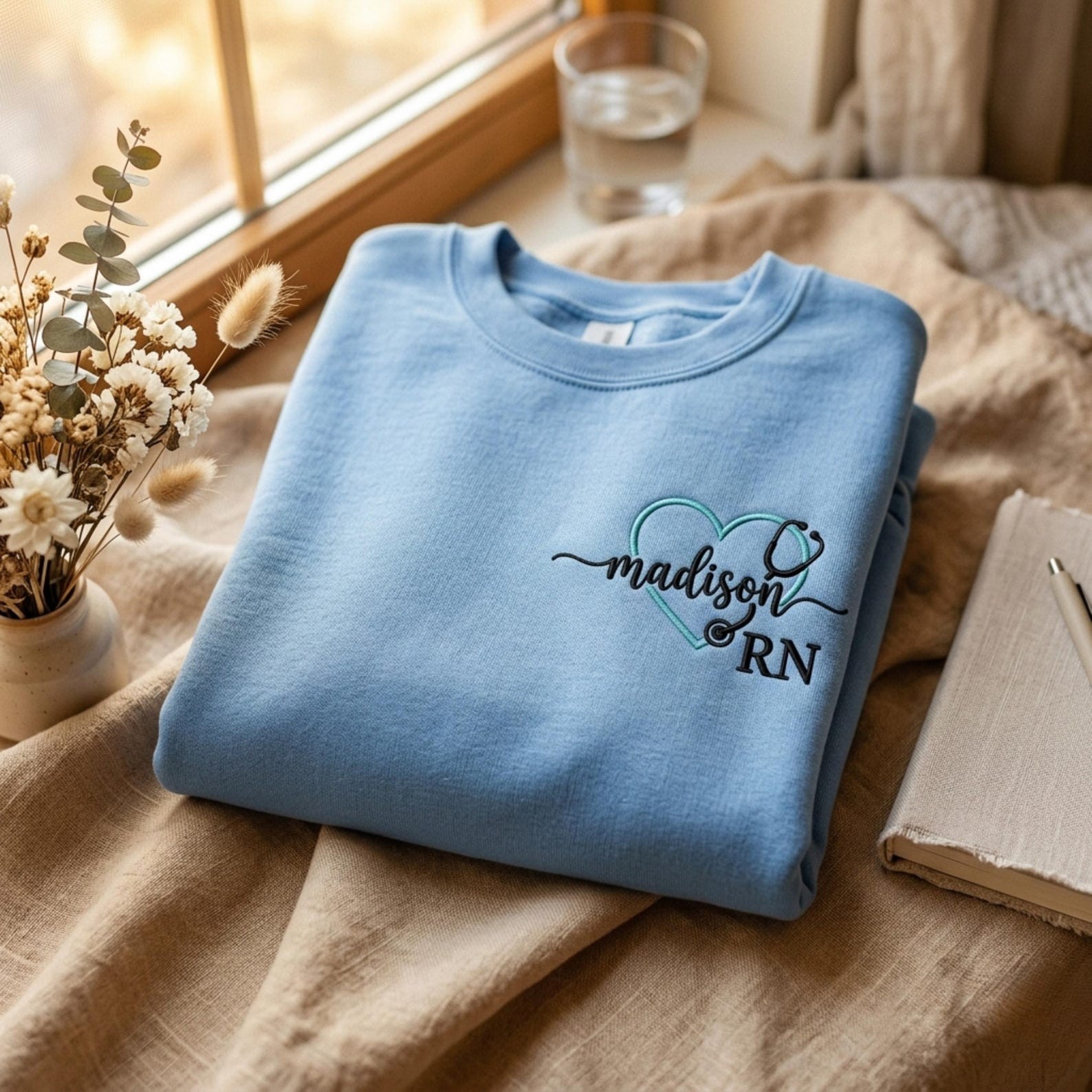 Custom Embroidered Nurse Caduceus Sweatshirt | RN, CNA, BSN Grad Gift