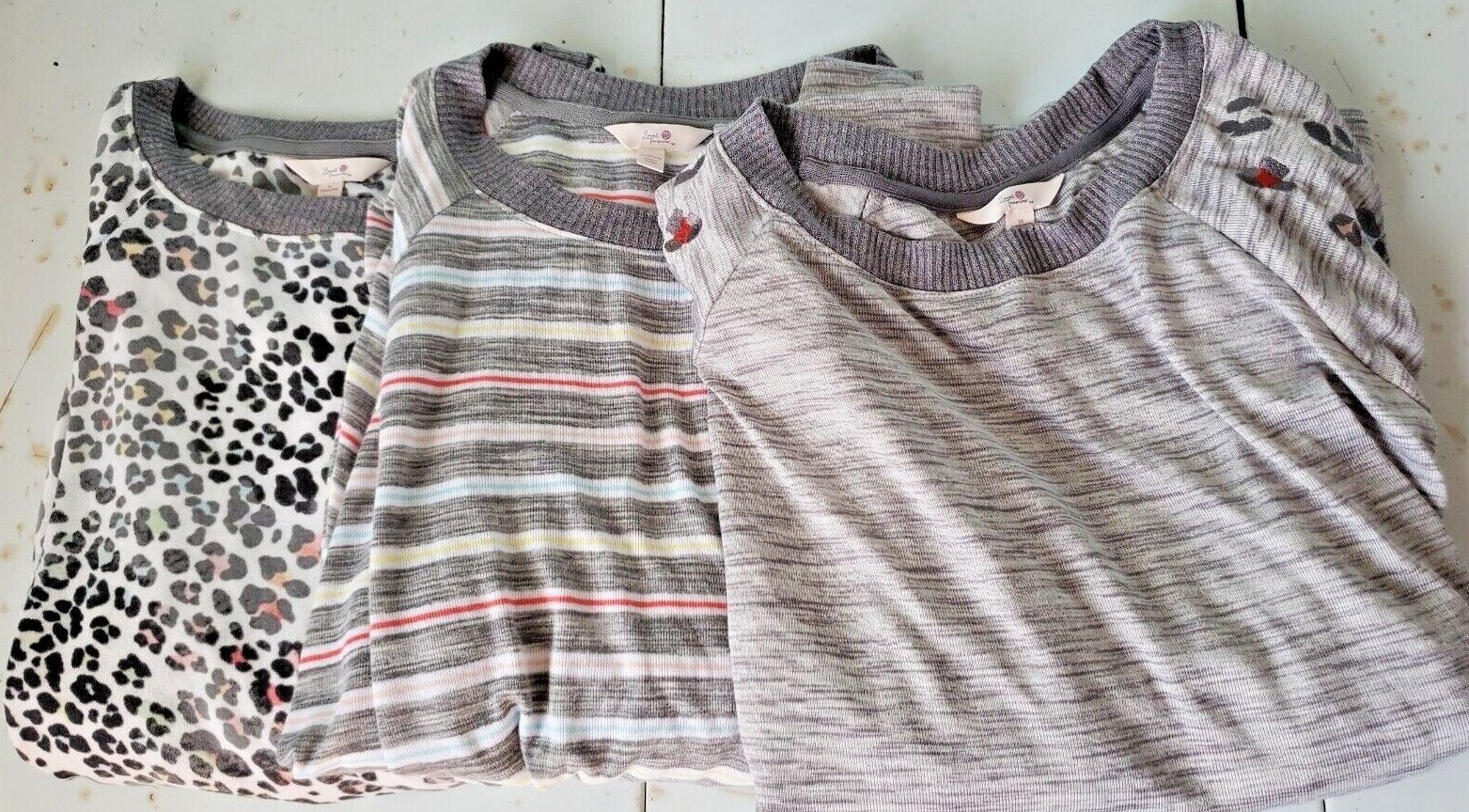 Secret Treasures PJ Top Size L – 3X Gray Multi Color Stripes or Animal Print
