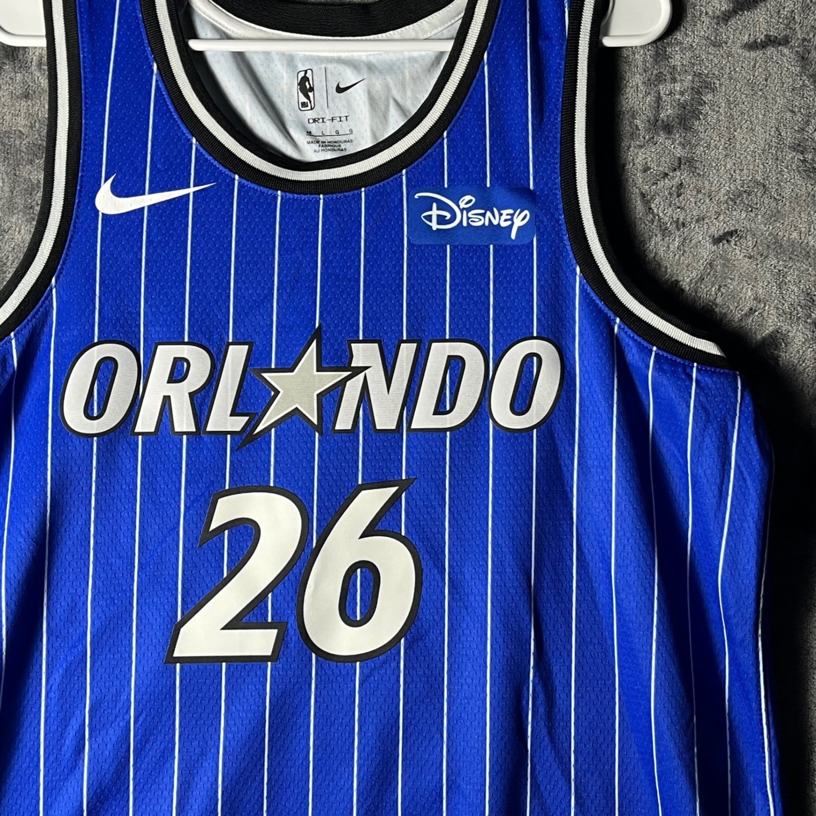 Nike Orlando Magic Swingman Jersey Large 48 Disney Sponsor Patch Blue Custom 26
