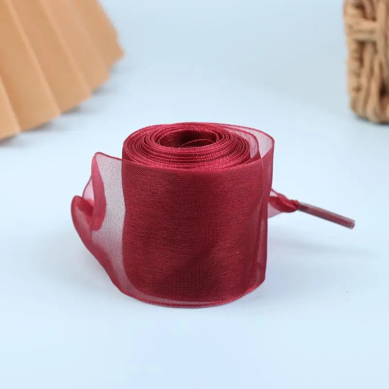 1 Pair 4cm Wide Organza Shoe Strings 160cm Woman Bow Shoelaces Flat Silk Satin R