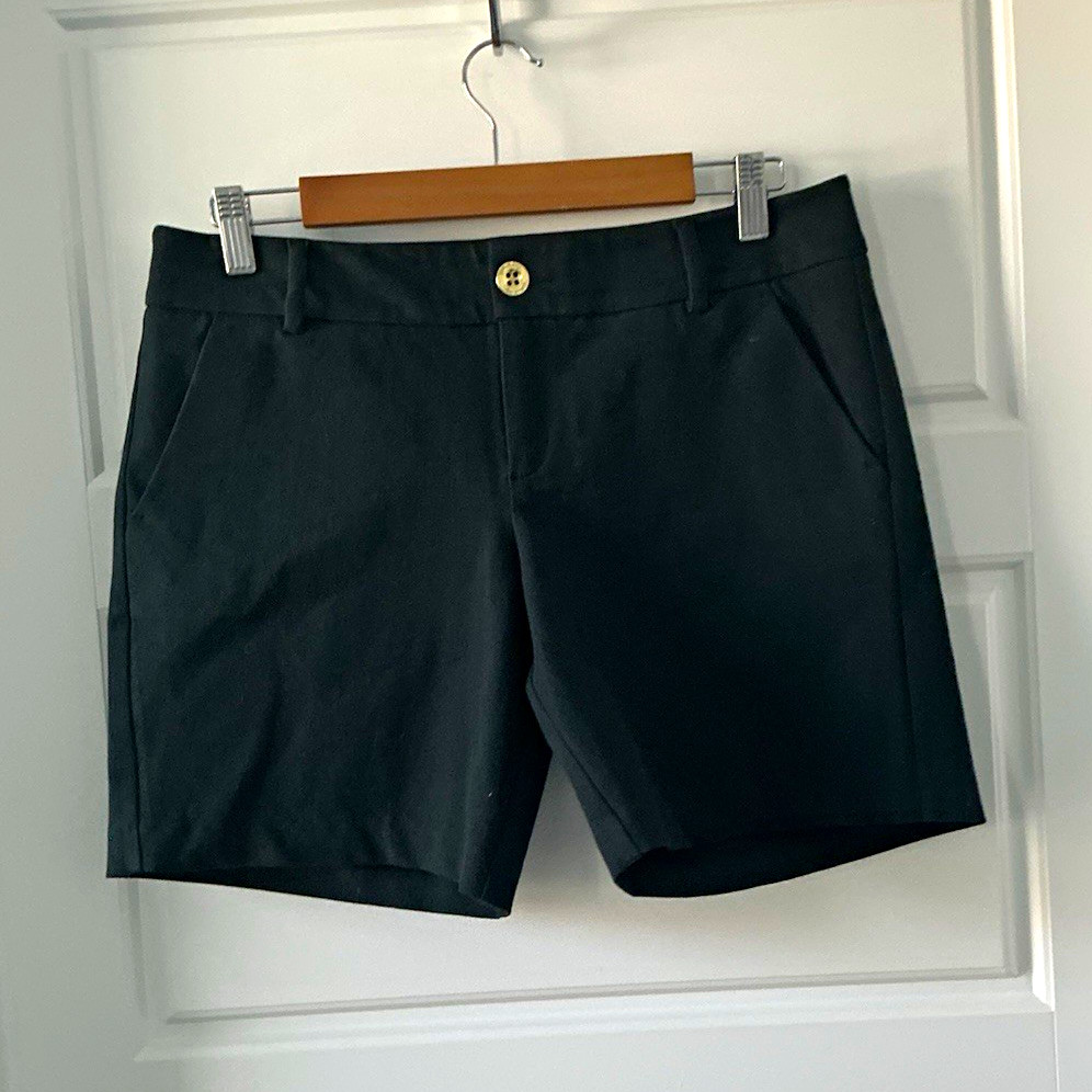Lilly Pulitzer Bermuda Women’s Shorts 6 Black Twill Stretch Mid Rise Pockets
