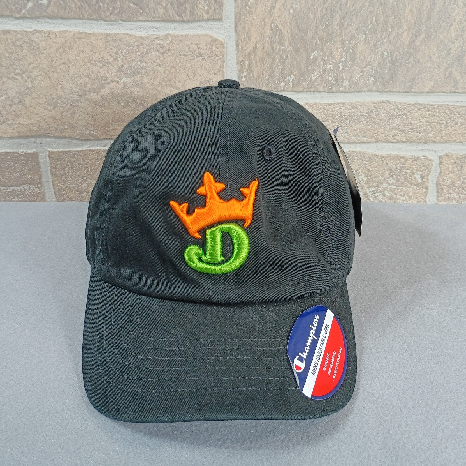 Champion Draft Kings Men’s Black Washed Cotton Twill Hat Cap Adjustable Logo