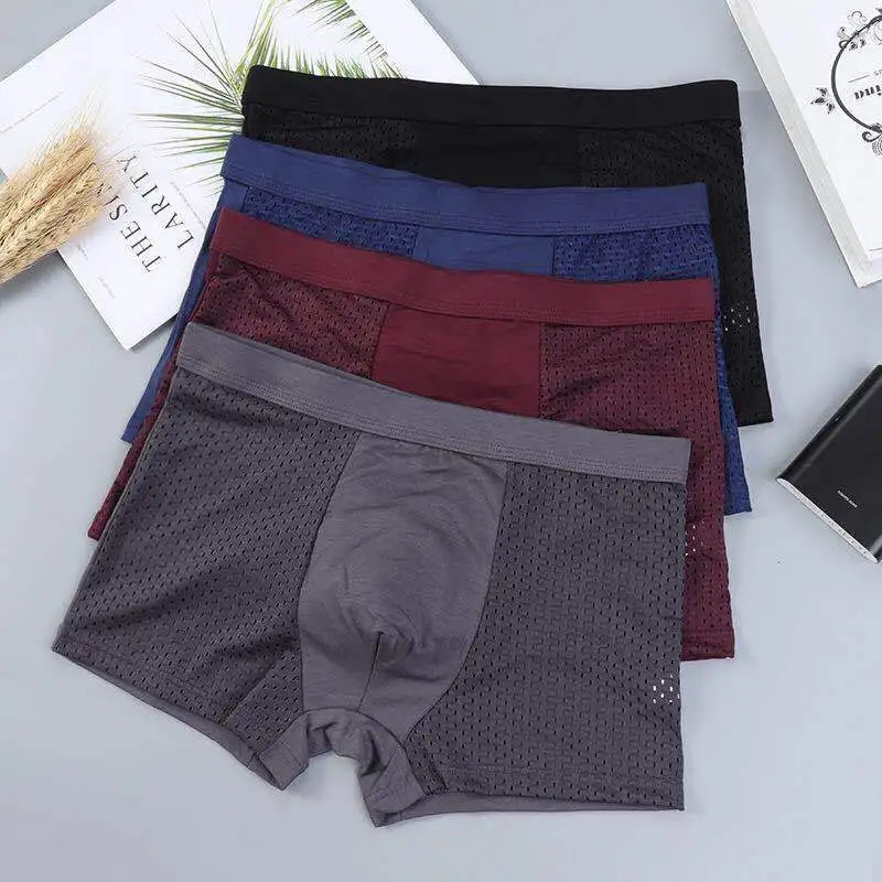 Calzoncillos de color sólido para Hombres Ropa interior de algodón Paquete de 4
