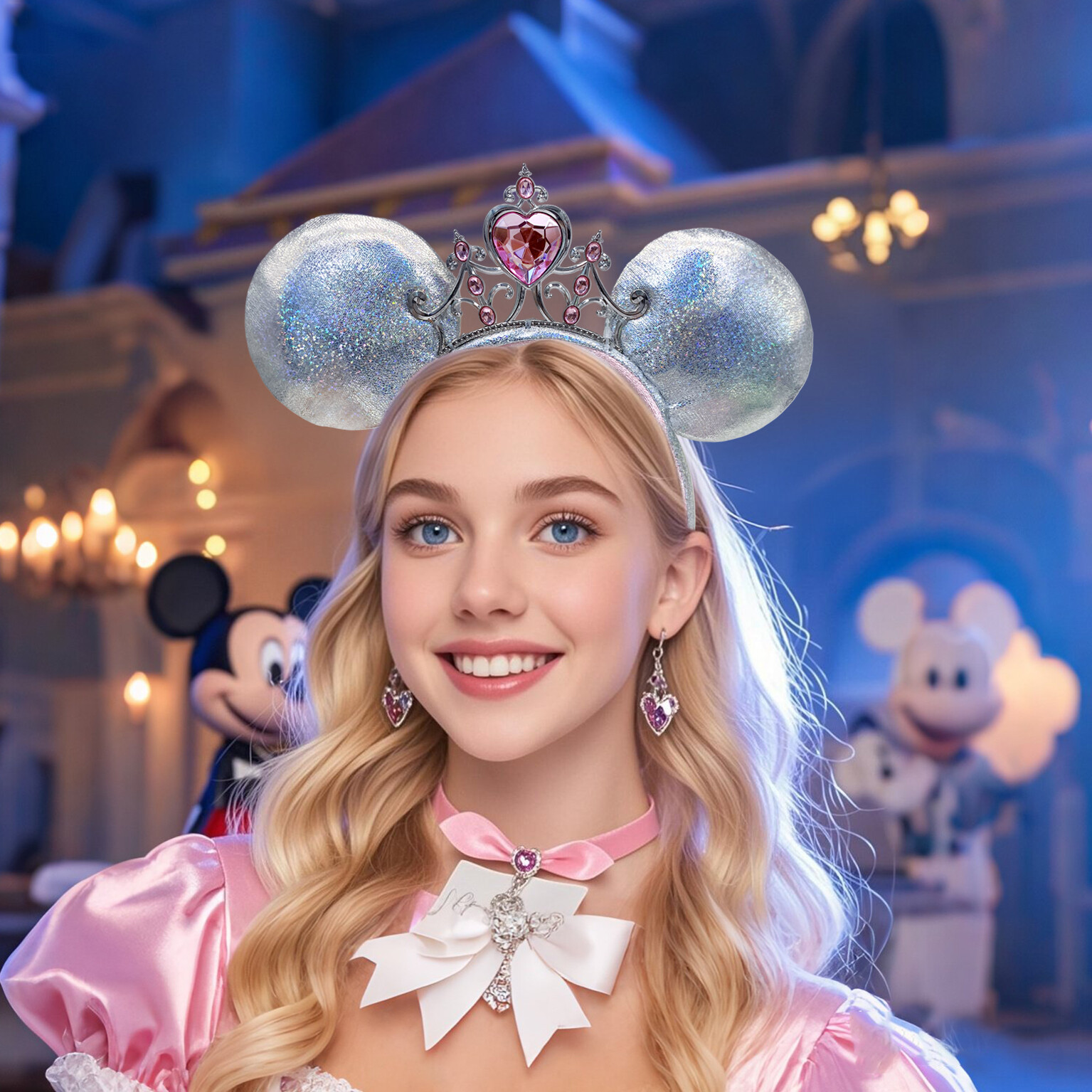 Disney-Park’s Princess Iridescent Tiara Minnie Mouse Ears Headband 2024 US POST