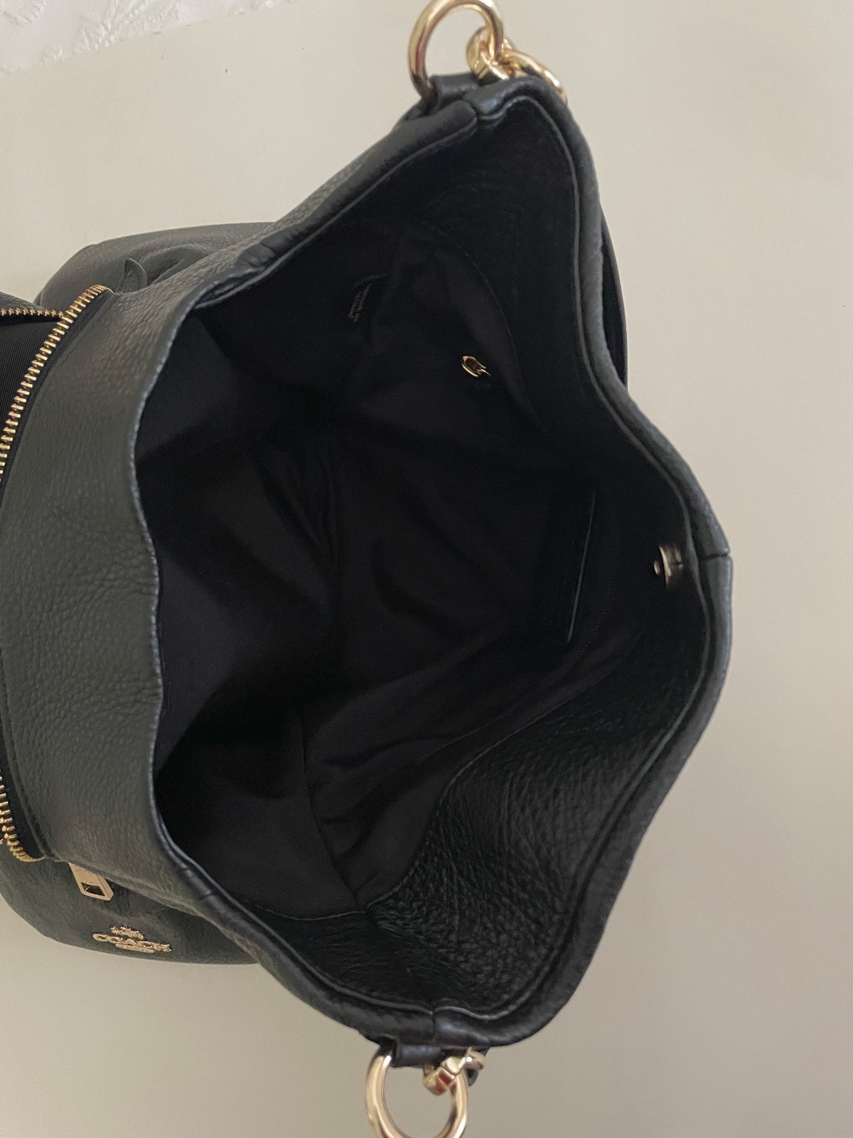 Coach Madison Phoebe Black Pebbled Leather Shoulder Bag