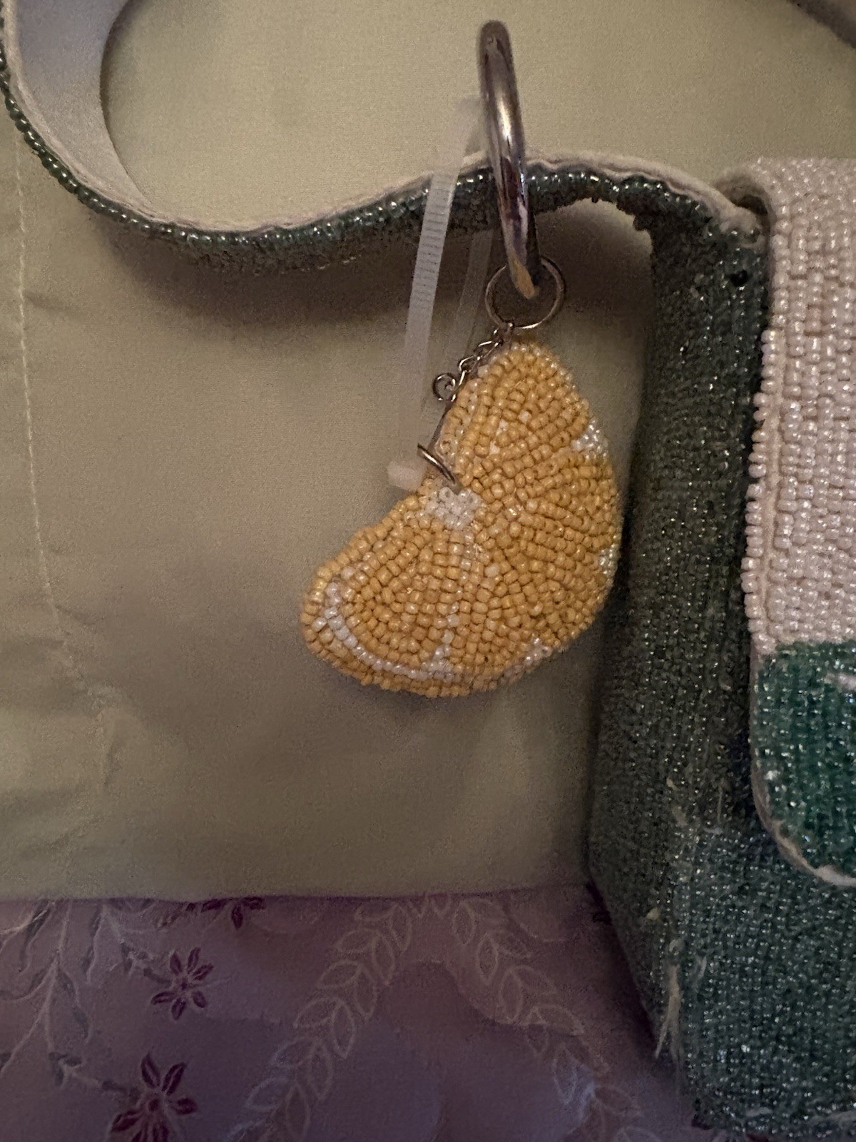 Beaded Beach Flower Diver Hand Shoulder Bag Blue White Lemon Summer Swimmer
