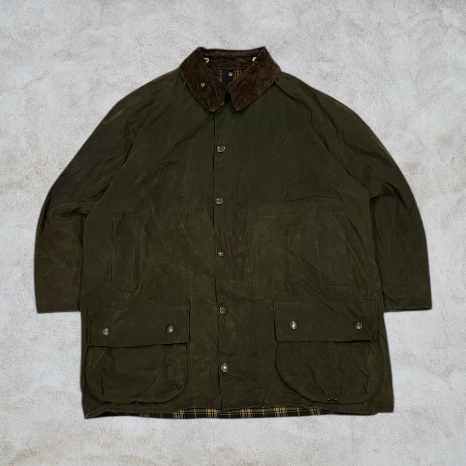 Vintage Barbour Beaufort Jacket C42 107cm Green A150 Coat Waxed Made In England