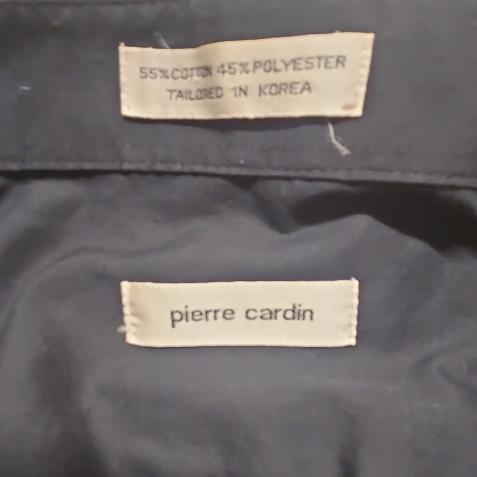 Pierre Cardin Black Solid Tailored Dress Shirt L 16-16 1/2 34/35 Pockets