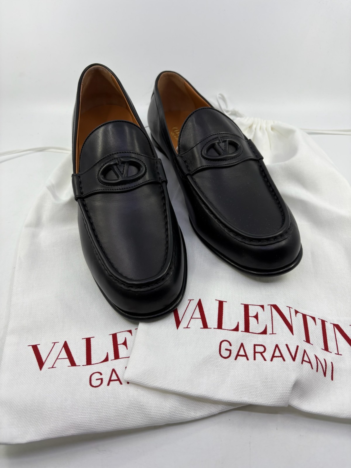 NIB Valentino Garavani Vlogo Penny Loafer Shoes Leather Black Mens EU 42/ US 9