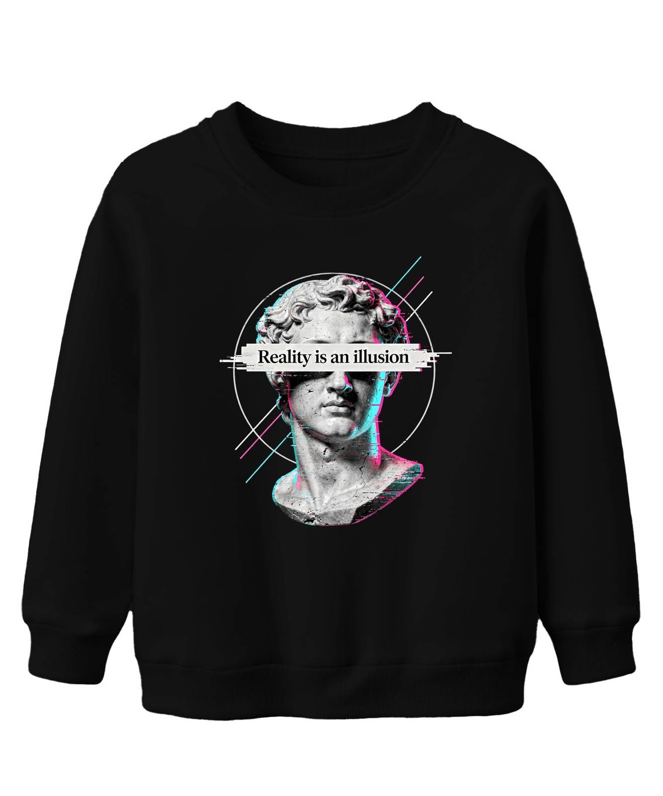 Reality is an illusion David Statue Glitch Art Unisex Kids Sweatshirt Jumper