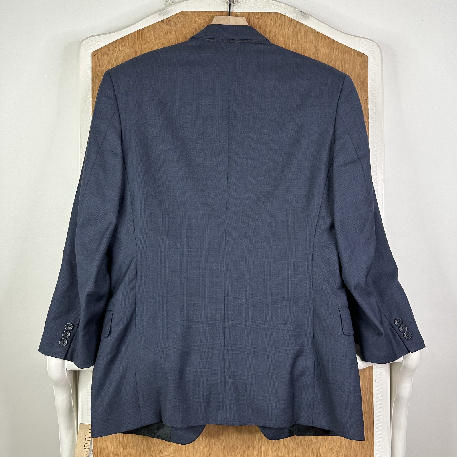 Biella Suit Mens 40L Navy Blue Glen Check 2 Button Vitale Barberis Canonico 110s