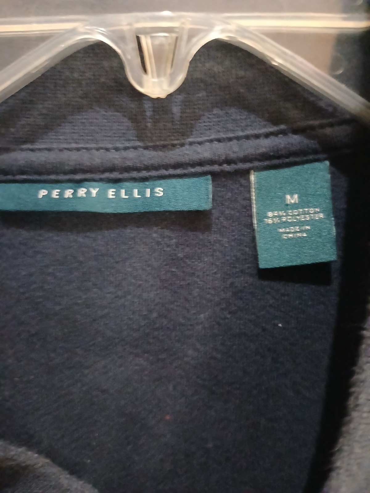 Perry Ellis Men’s Gray Cotton Knit Mock Neck Full Zip Sweater Long Sleeve M