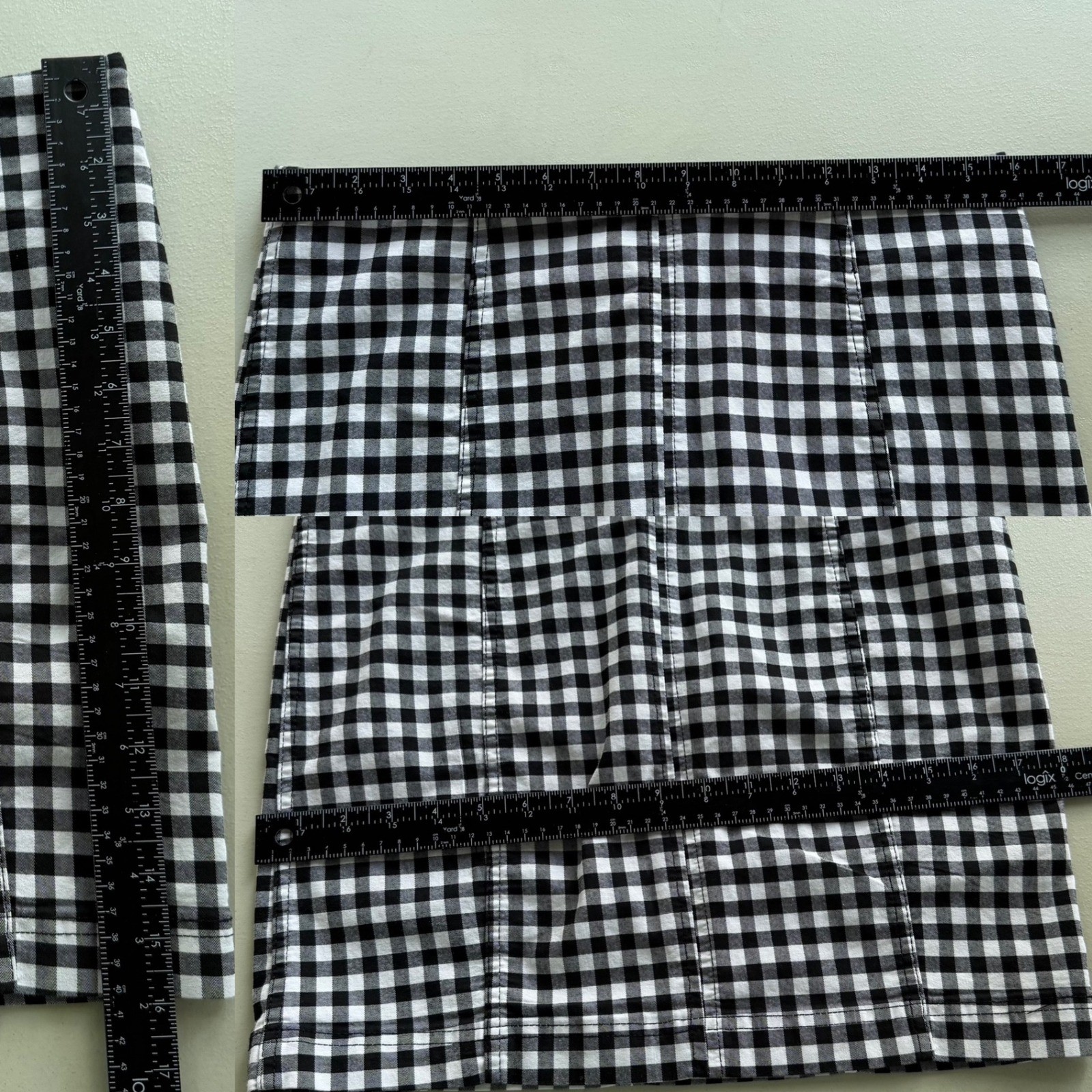 Free People 12 Black White Gingham Checker Plaid Modern Femme Novelty Mini Skirt