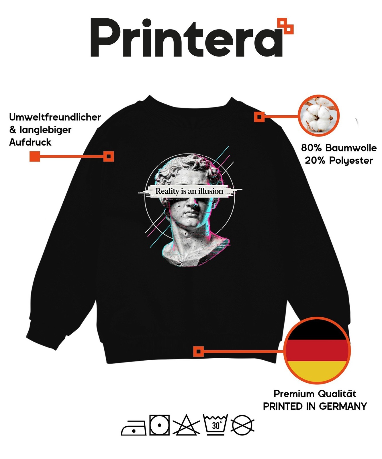 Reality is an illusion David Statue Glitch Art Unisex Kids Sweatshirt Jumper