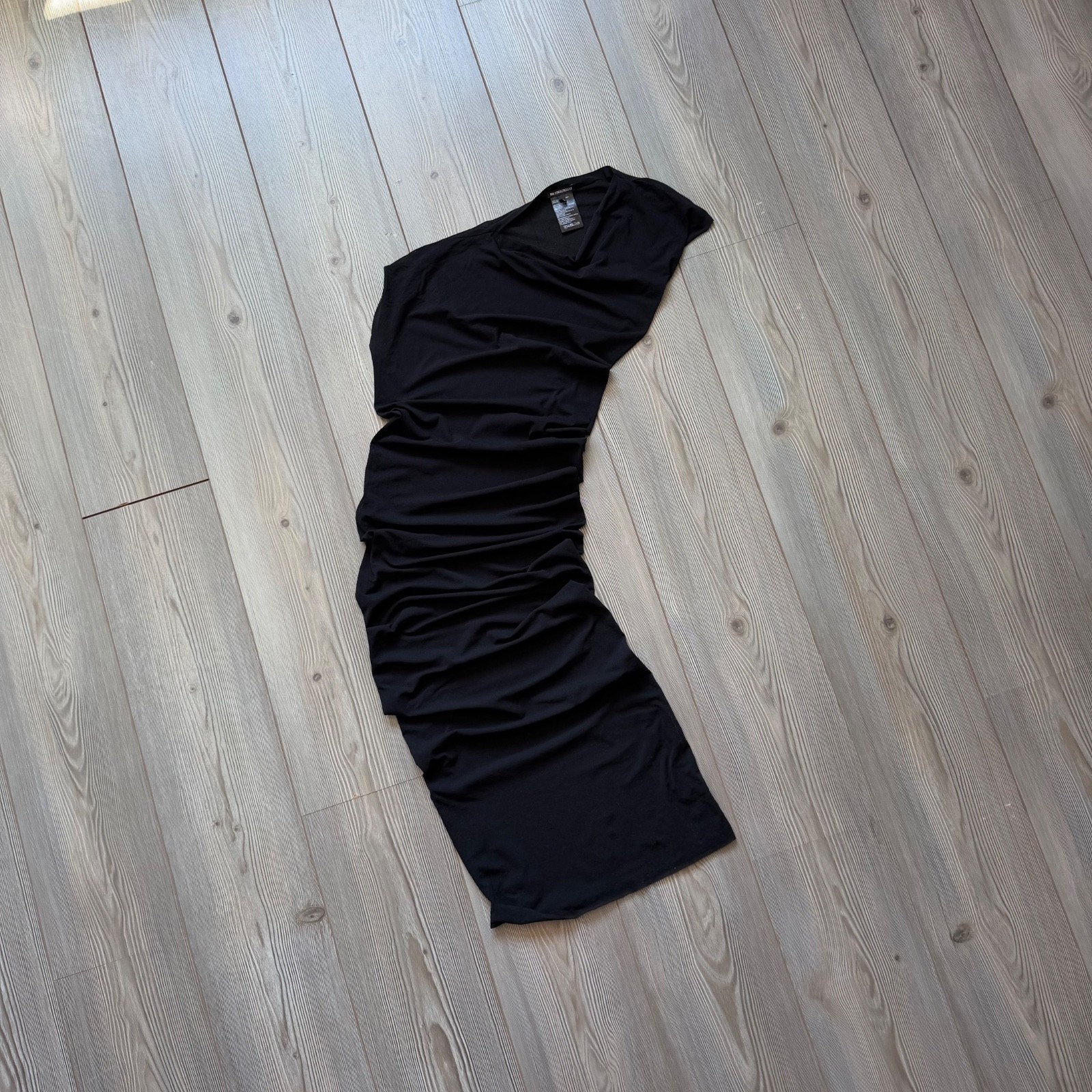 Ann Demeulemeester Black Asymmetric Mesh Maxi Dress