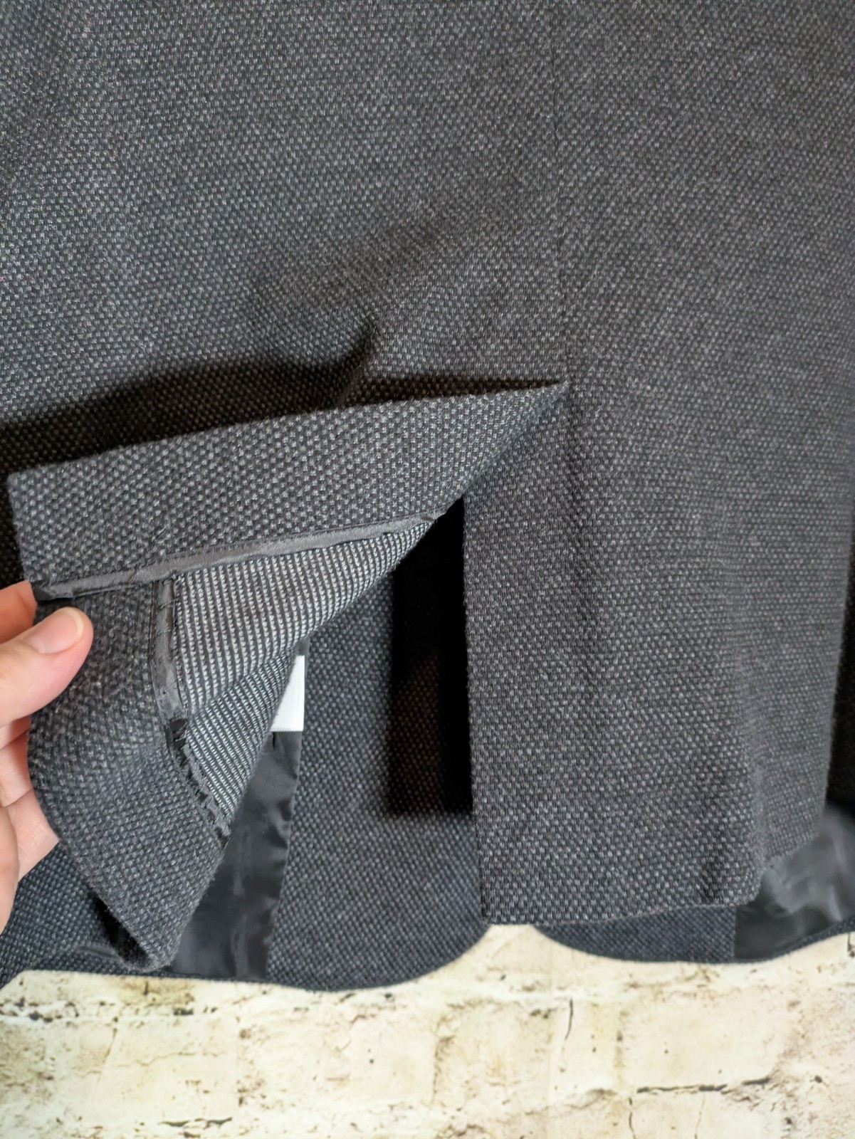 Talbots Tweed Blazer 10 In Charcoal Grey Two Button Heavyweight Office Career