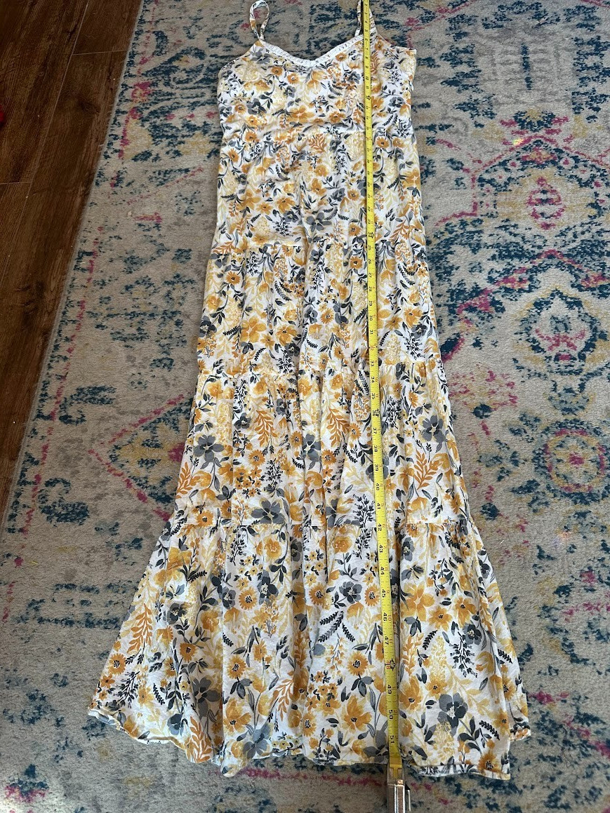 Joie Yellow Floral Maxi Cottagecore Boho Prairie Peasant Cotton Sundress – 6