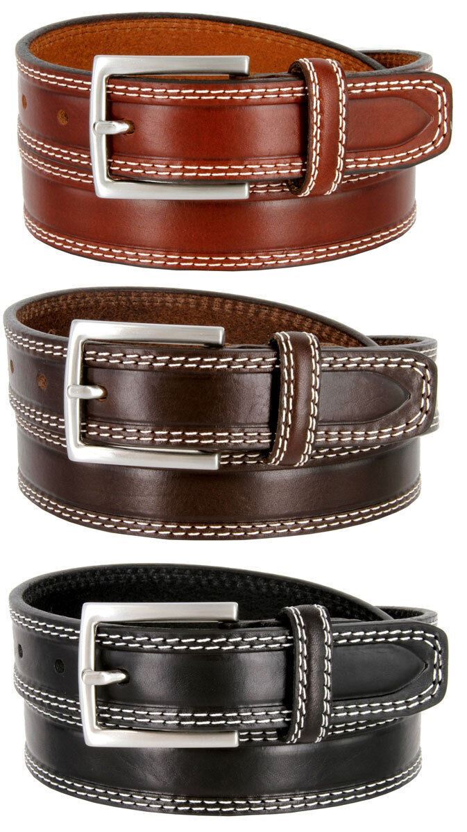S074 Vera Pelle Italian Genuine Leather Designer Dress Belt 1-1/8″ Wide