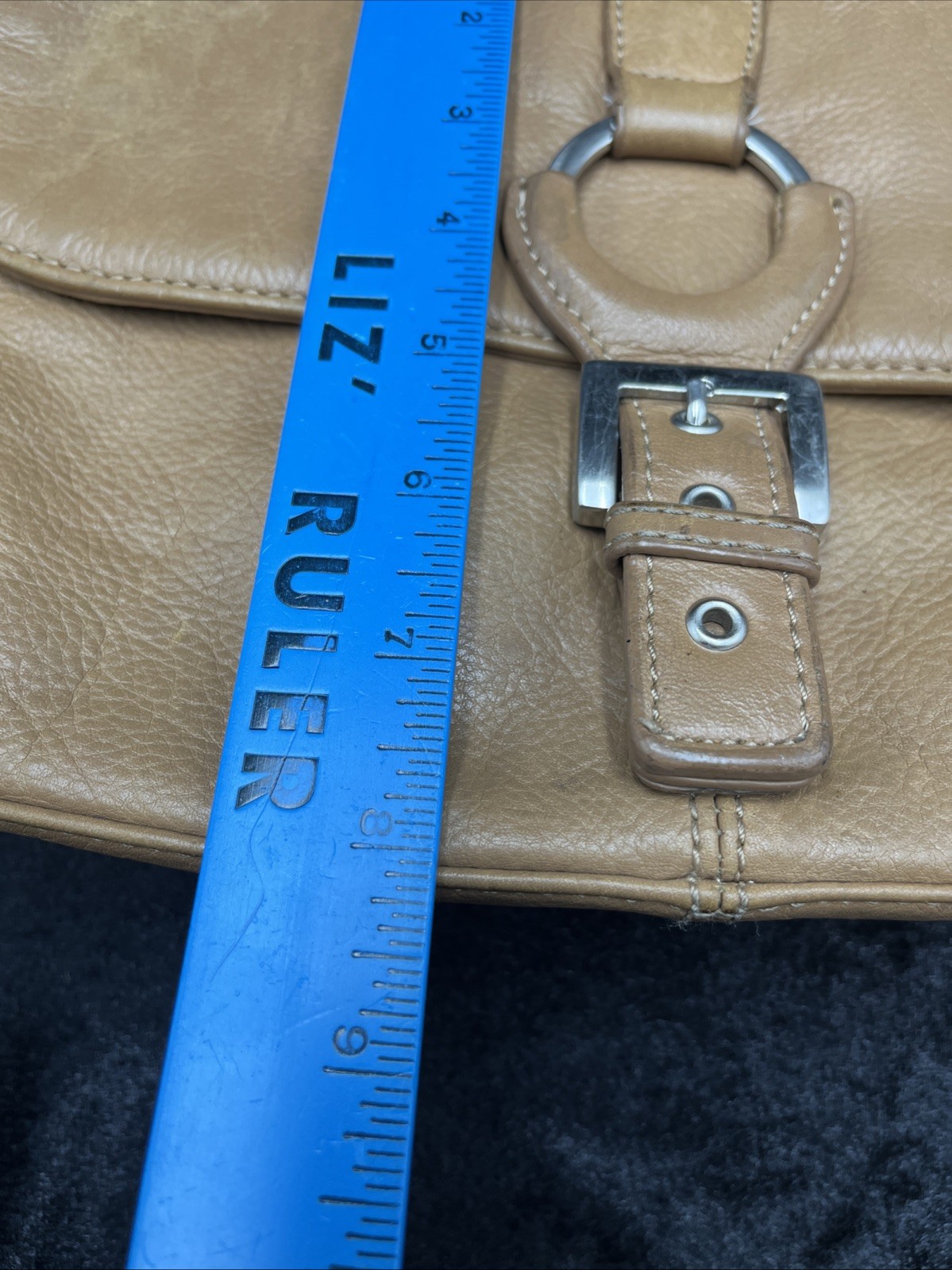 Stone Mountain Genuine Leather Shoulder Bag Buckle Accent & Key Fob Vintage