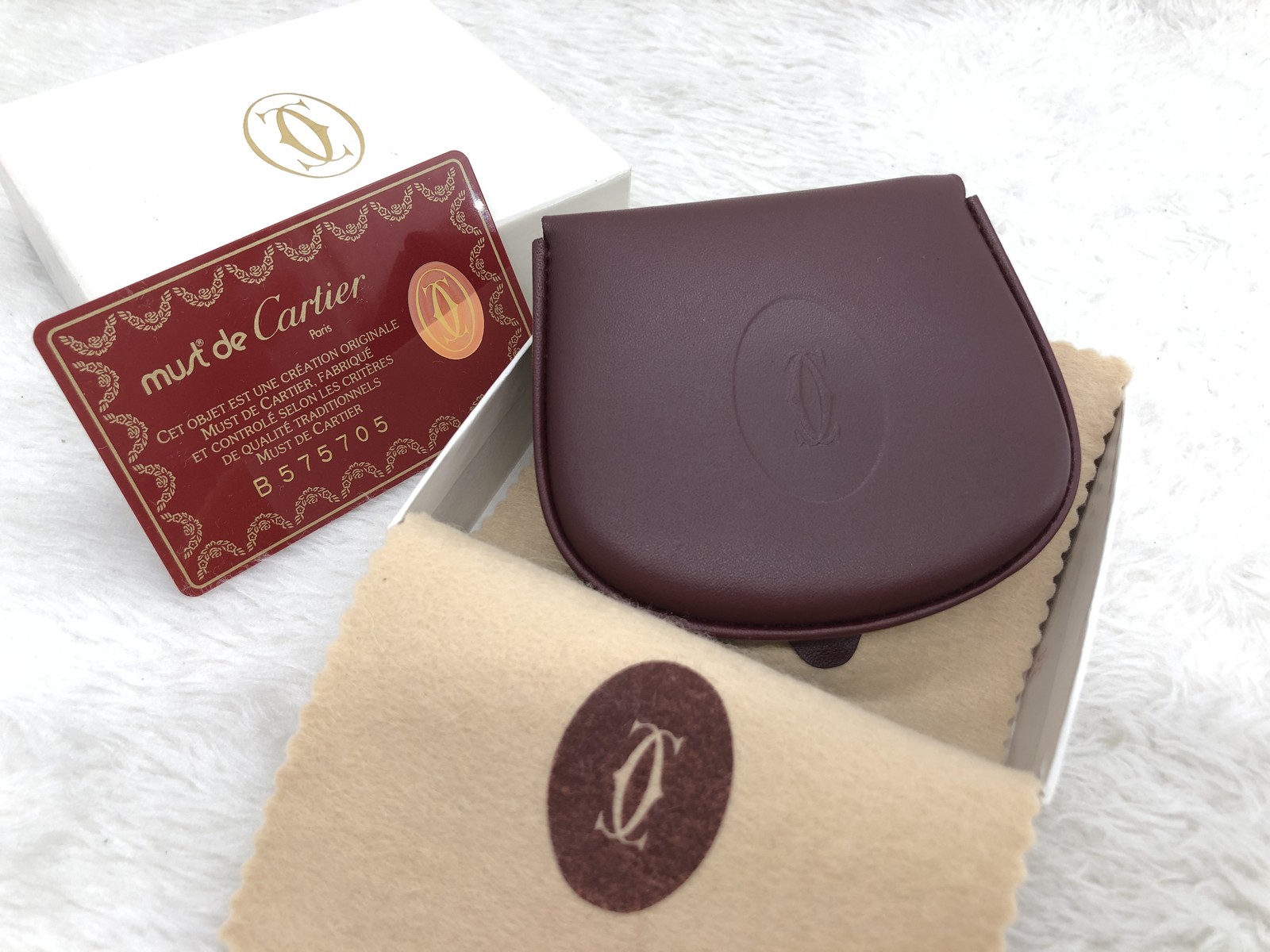 Cartier Coin Case Must de Cartier Bordeaux Leather Unused w/ Box Guarantee DDP