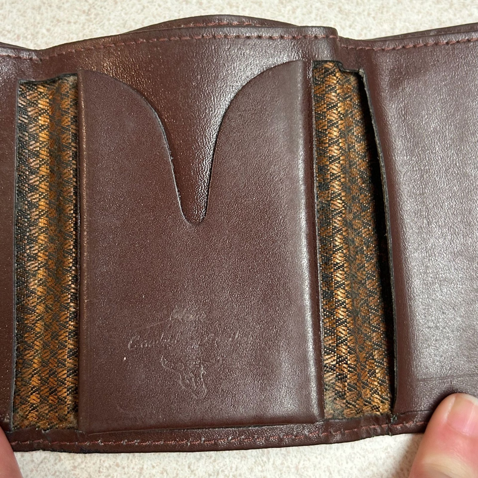 Vintage Coach Brown Leather Trifold Wallet