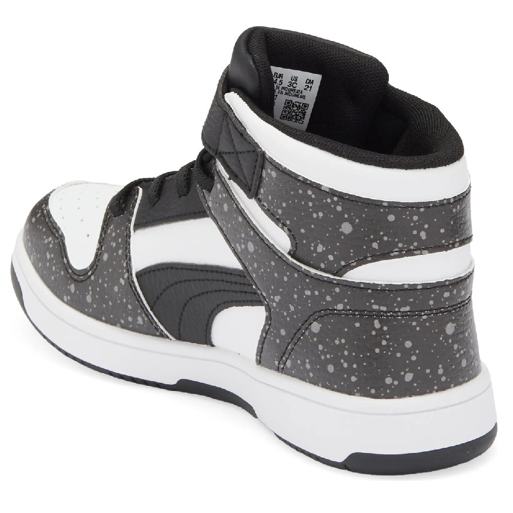 Little Kid’s Puma Rebound Layup AOP Splat V PS Blk-Wht-Gray (407814 01)