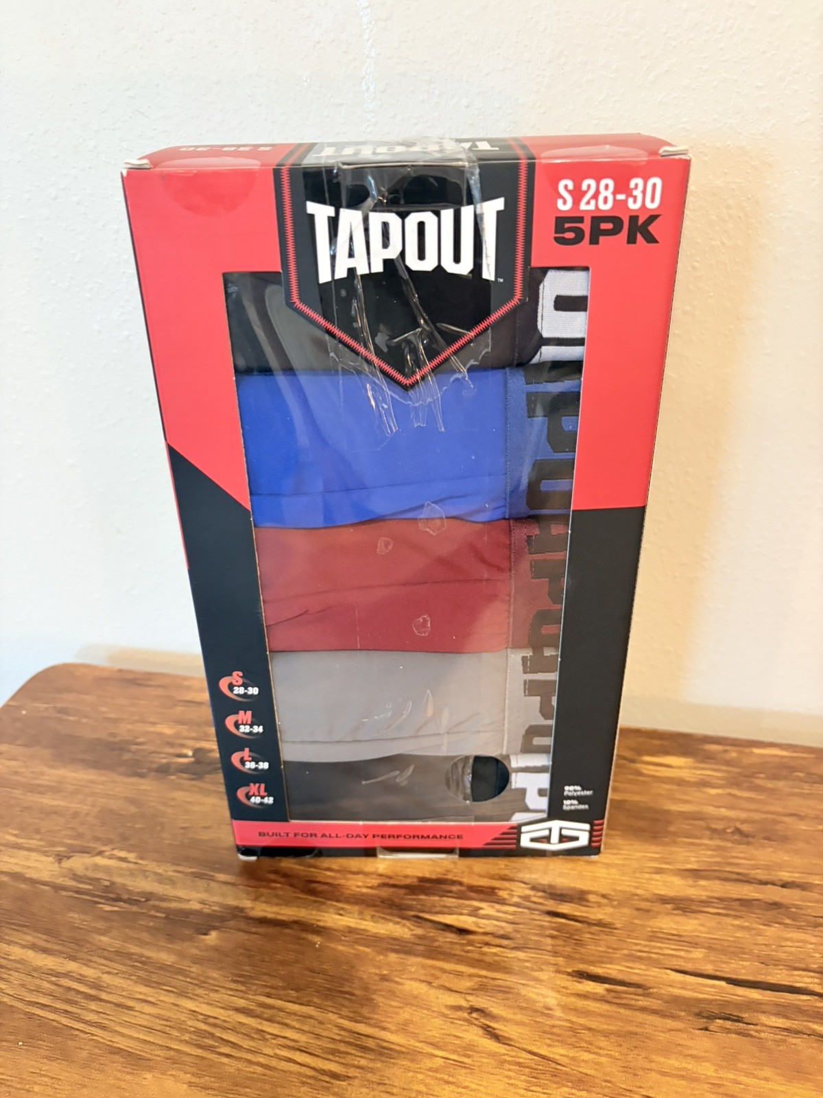 Tapout 5-Pair Men’s Core Boxer Briefs, Wide Waistband, 4way Stretch ~ M (32-34)