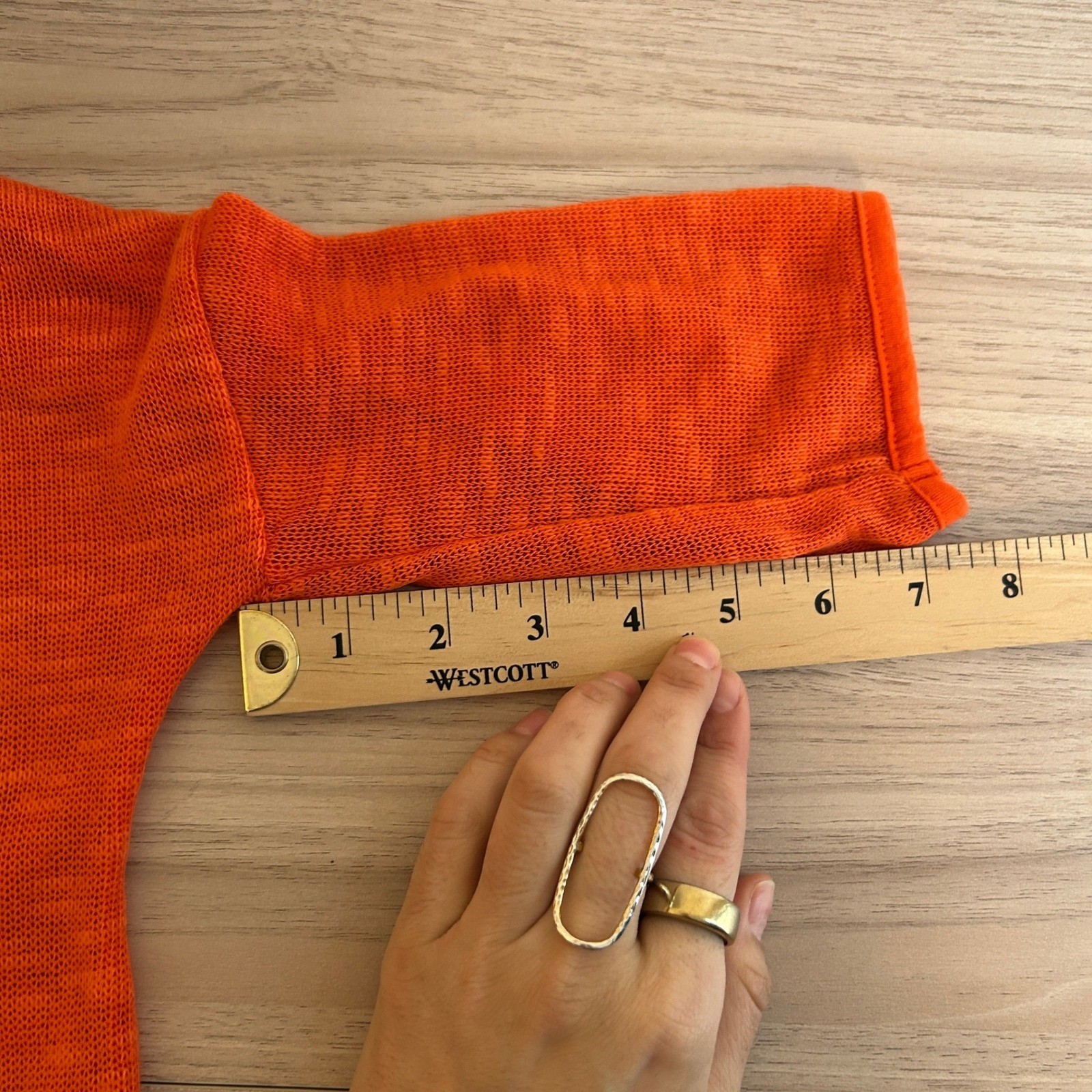 Context Orange Button Back Knit Top Oversized 3/4 Sleeve Small