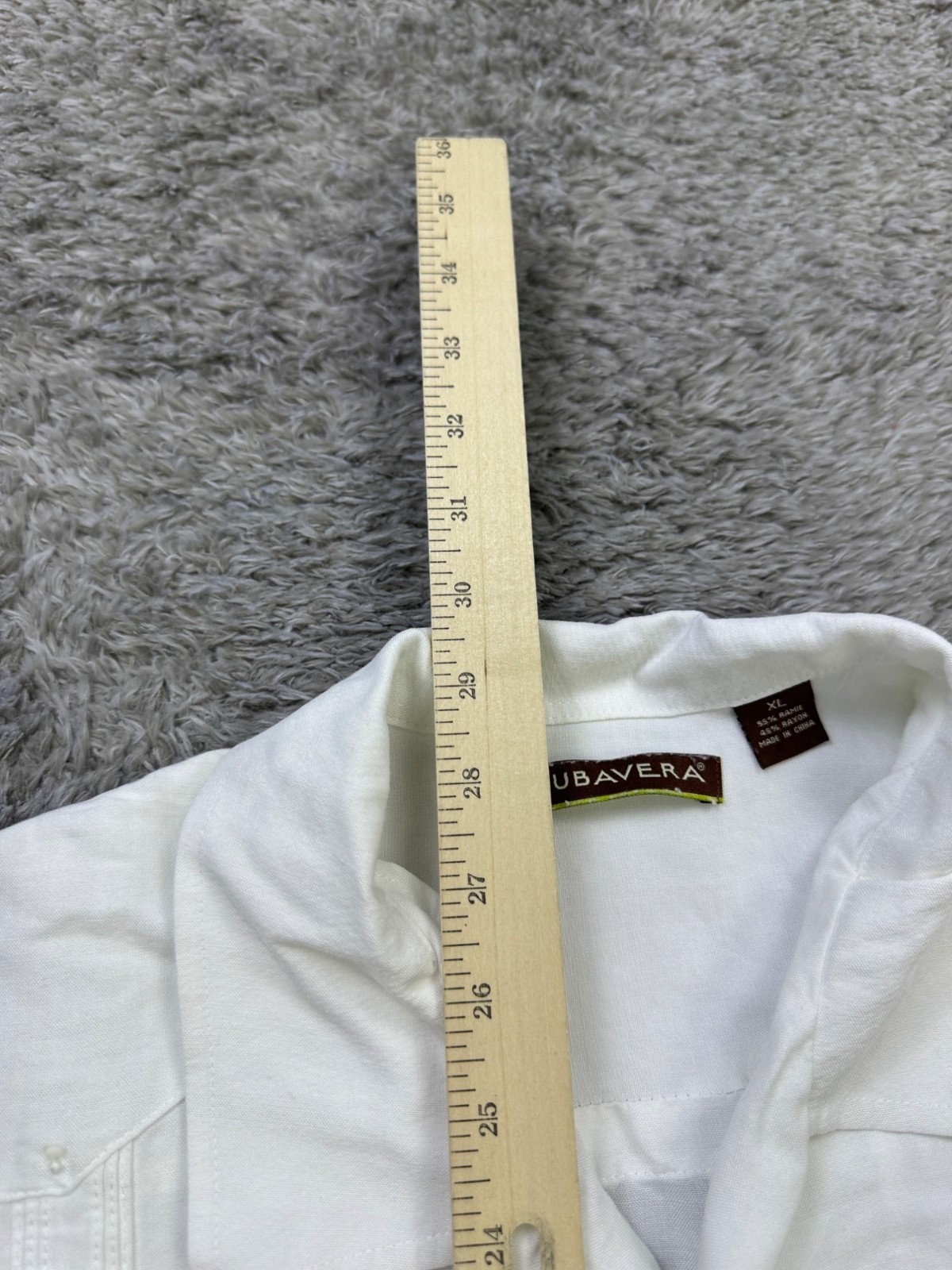 Cubavera Guayabera Shirt Men XL White Pleated Cuban Short Sleeve Beachy Camp
