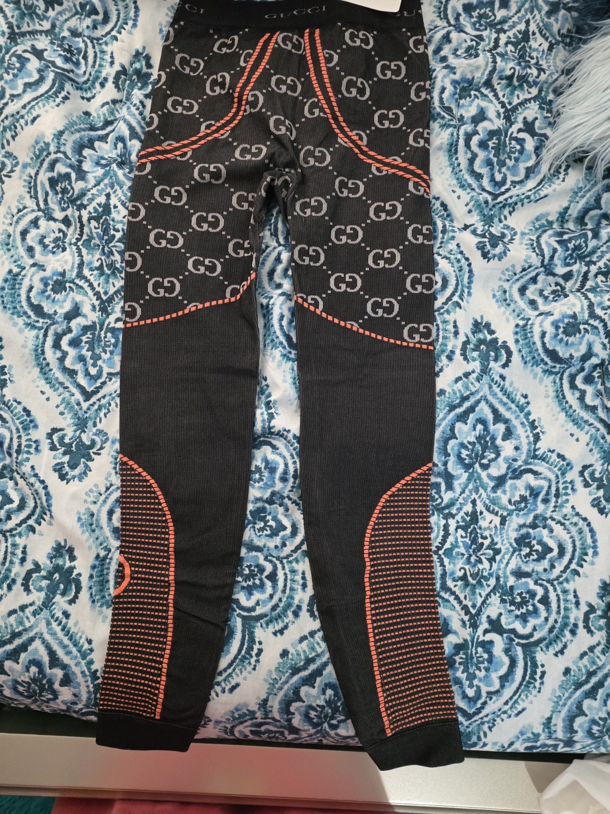 NEW Gucci GG Jacquard Jersey Leggings Black/Orange Women’s Size S Authentic