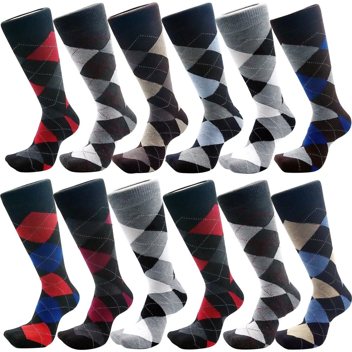 USBingoshop Mens Men Cotton Dress Socks Fun Colorful 10-13, Lords-argyle