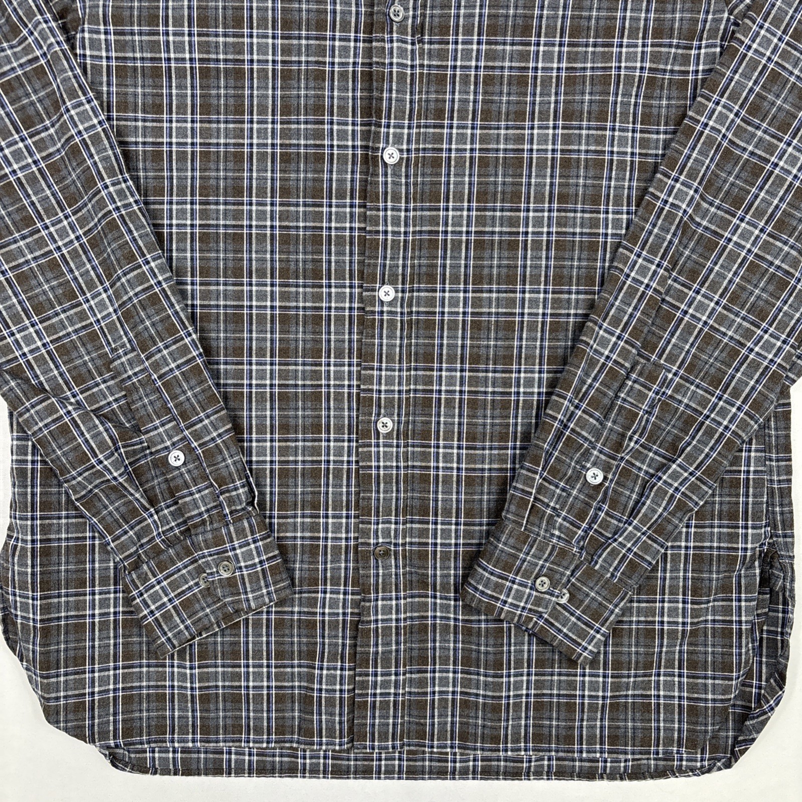Brett Johnson Button Up Shirt Men’s XL Gray Brushed Twill Preppy Designer Dress