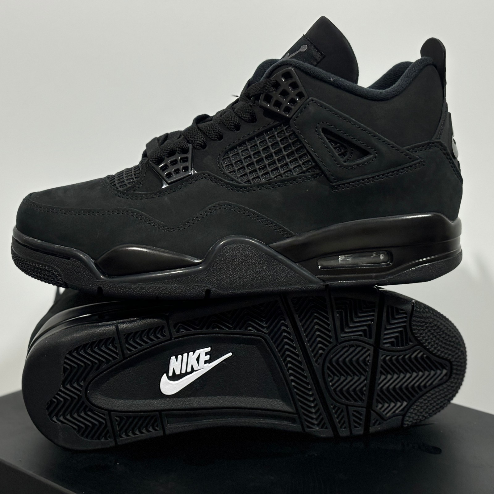 New Jordan 4 “Black Cat”Retro Men’s Black Basketball Shoes Mid-Top (2020) (2025)