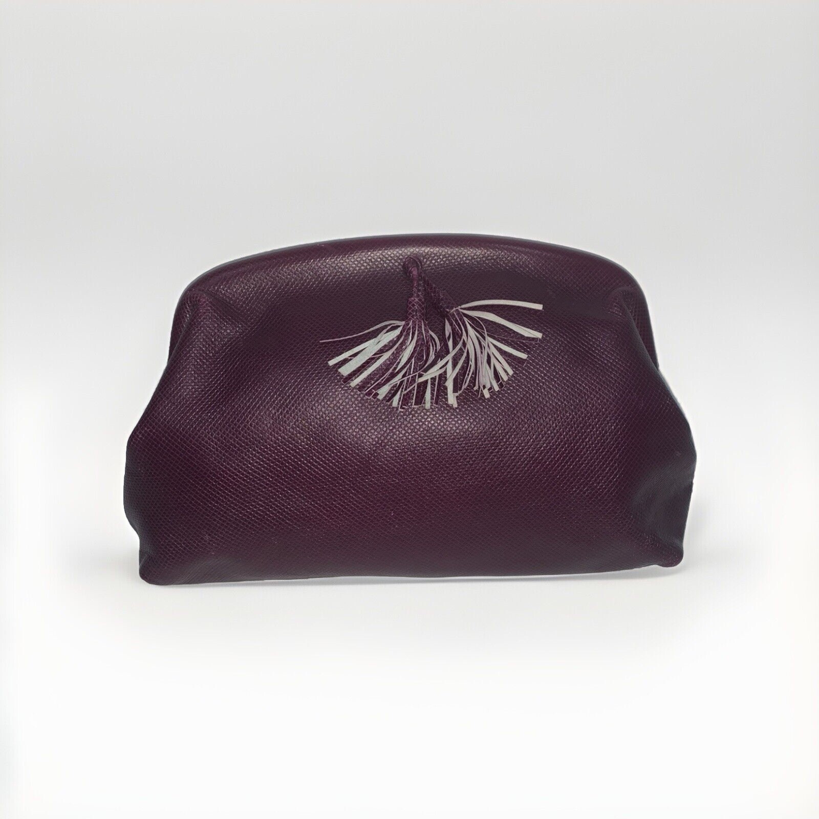 Bottega Veneta Mini Tassel Clutch Purple Leather Pouch