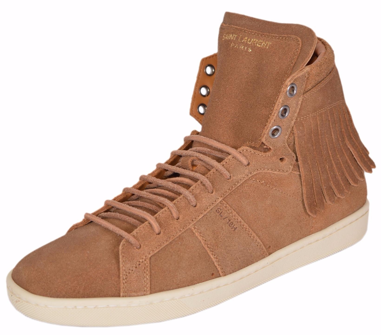 NEW YSL Yves Saint Laurent Court Classic Fringed Suede High Top Sneakers Shoes